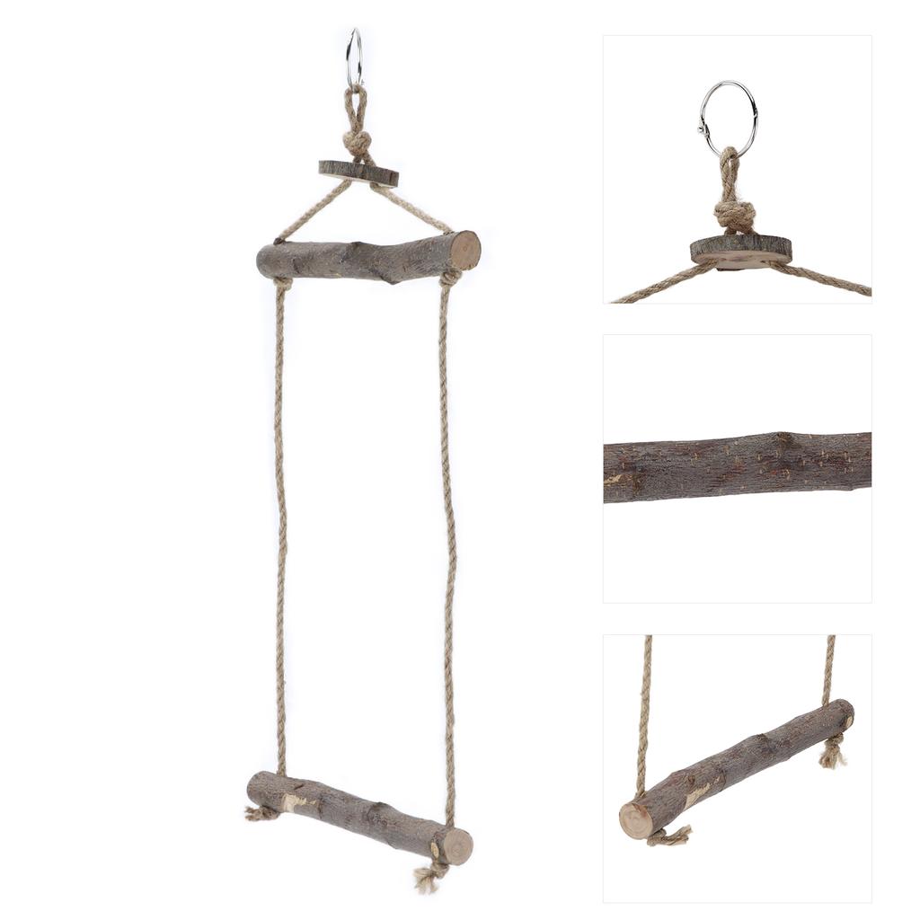 Vogel Hanfseil Schaukel Natürlich Ungiftig Langlebig Stark Vogel Sitzstange Natur Holzständer für Papageien