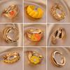 9pcs Gold-color Ring Set Women Fashion Trend Wind Open Finger Ring Yellow Department Zinc Alloy Jewelry