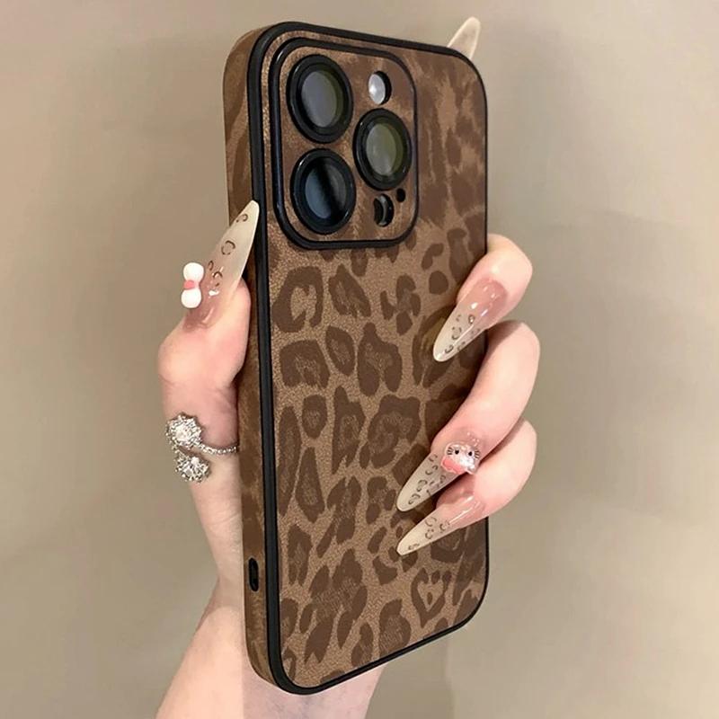 Luxury Leopard Print Phone Case For For Iphone 11 12 13 14 15 16 Pro Max Plus Bumber Back Cases Cover