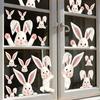 6 Sheets Easter Bunny Window Clings Reusable Static Window Decals for Spring Party Home Classroom Office Decoration