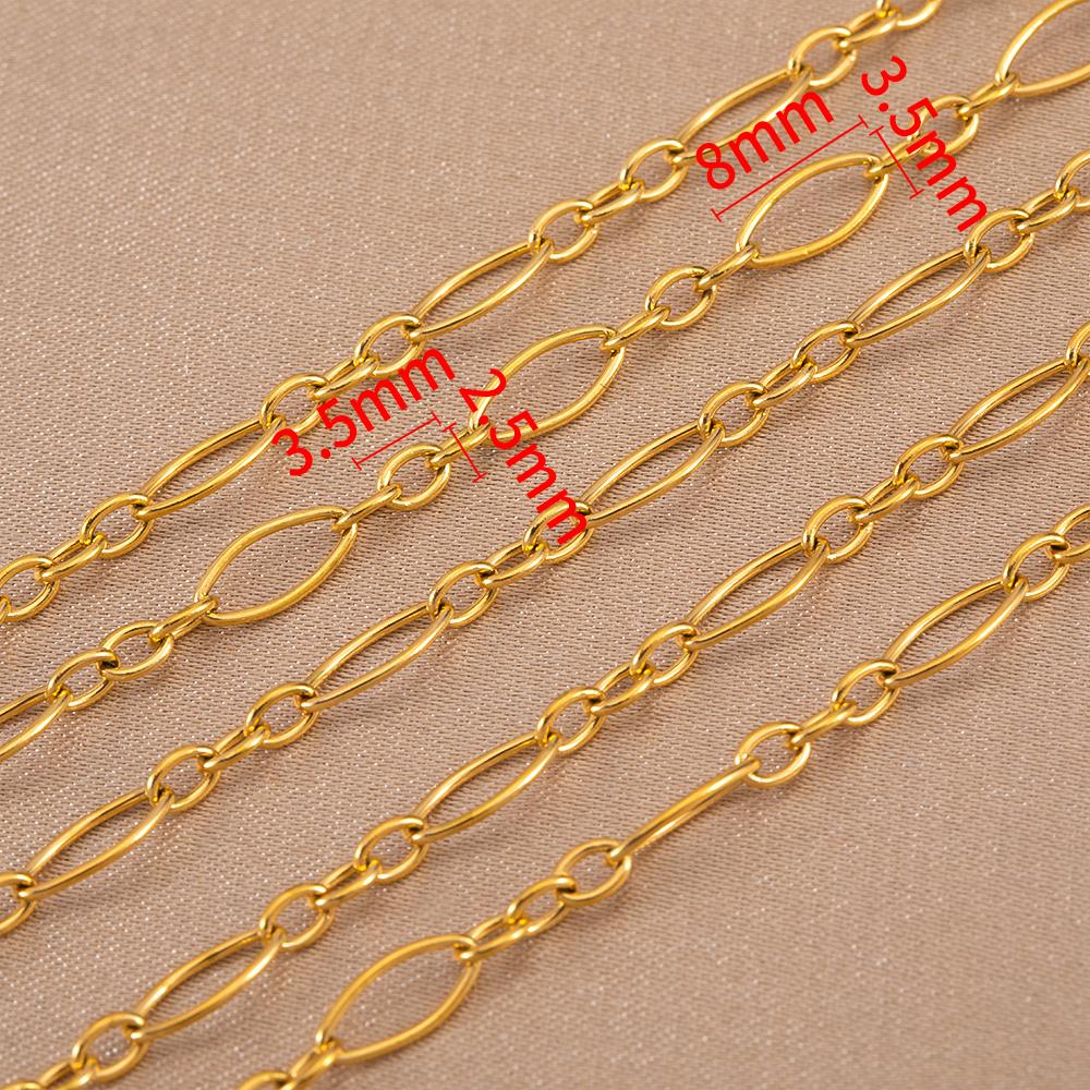 1meter Stainless Steel O Shape Punk Chains Hip-hop Necklaces Gold Color Oval Cross Chains Accessory for DIY Jewelry Making Gifts