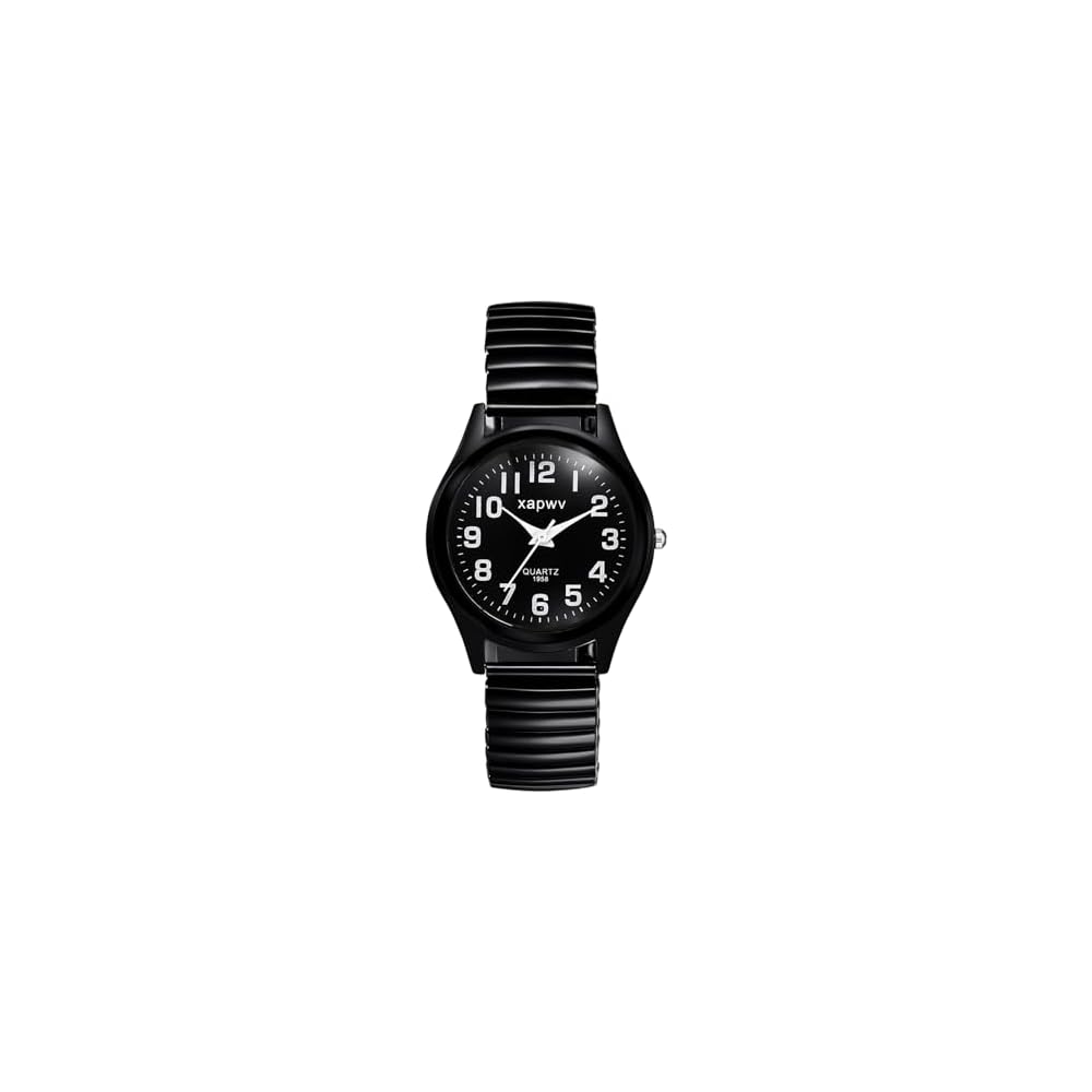 Steel Men s Watch Waterproof Elastic Band Easy-to-Read Dial Simple Design Black Arabic Numbers Quartz Timepiece