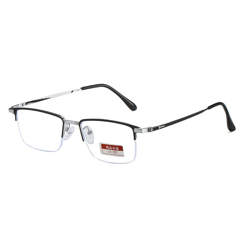 

New Titanium Alloy Frame Glass Reading Glasses For Men High Definition Eye Protection Genuine Metal Half Frame High Quality Busi +150