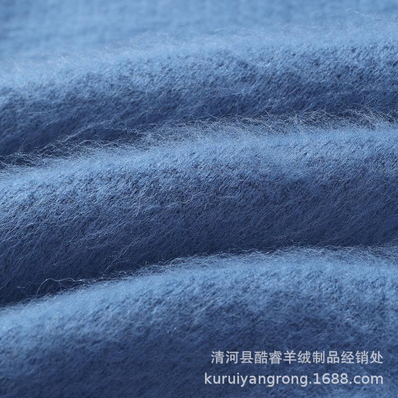 Pánský svetr s límečkem polo, voštinový úplet, vlněný, s povrchem jako norkový samet