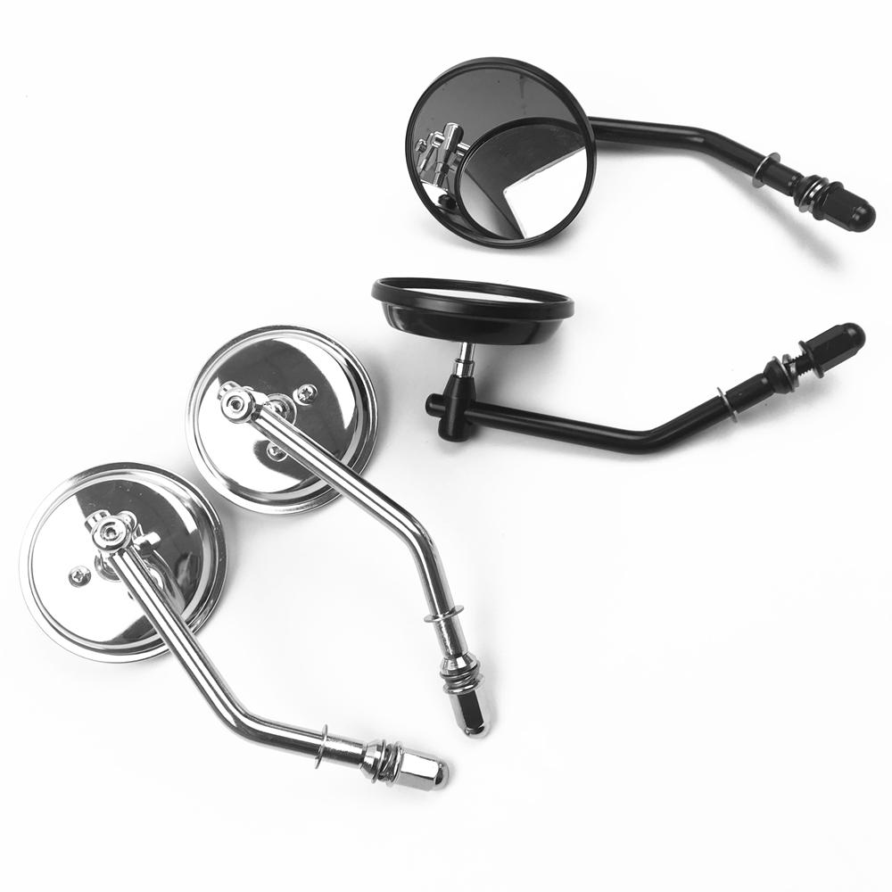 Pro Harley Dyna Bobber Chopper Old School 1982-2018 Up Černá/Chrom 8mm Motocyklová Zrcátka Krátká Stopka 3"Kulatá Zpětná