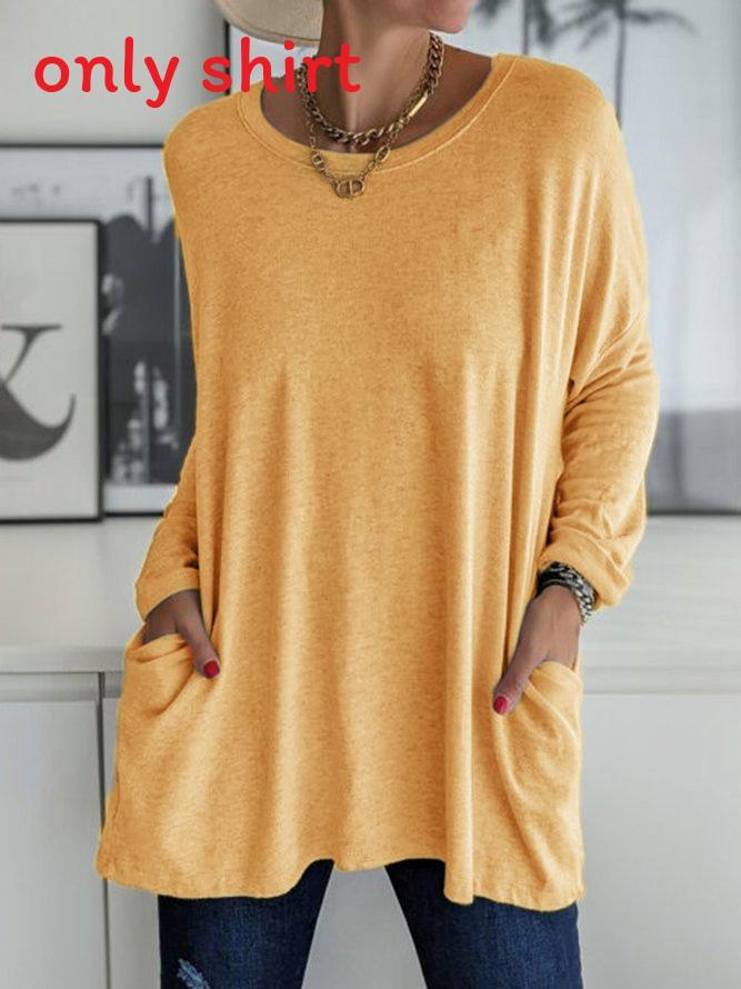 Tshirt For Women Long Sleeve Cotton Polyester Casual Streetwear For Autumn And Spring
