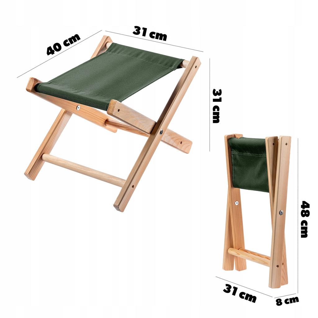 KADAX Taboret Składany Drewniany Podnóżek 40x31cm