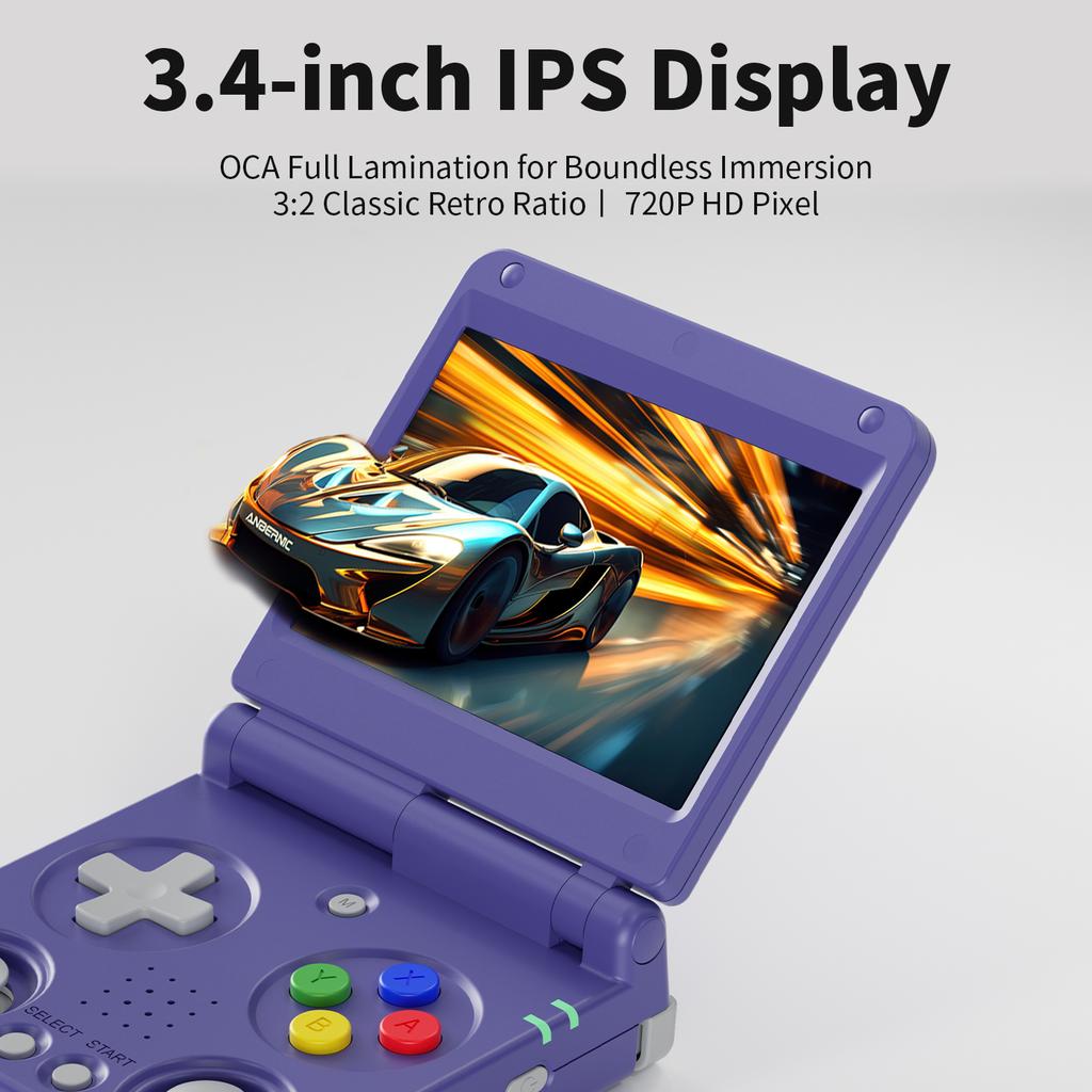 Anbernic RG34XXSP Flip Handheld Game Console 3.4inch IPS Screen Linux 64-bit WIFI Collapsible Retro Video Gaming Player PSP 256G