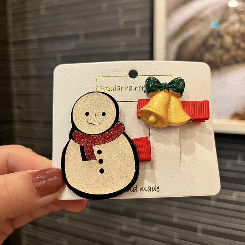 Kids' Festive Santa Claus Candy Hair Clips - Cute Princess Cartoon Hairpins for Holiday Performances