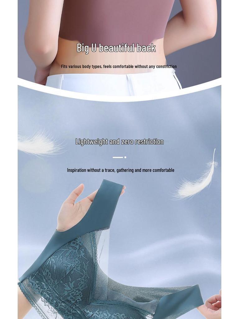 884 Lace Seamless Push-Up Bra for Women - Wirefree, Anti-Sag, Plus Size, Breathable, Thin Vest Design