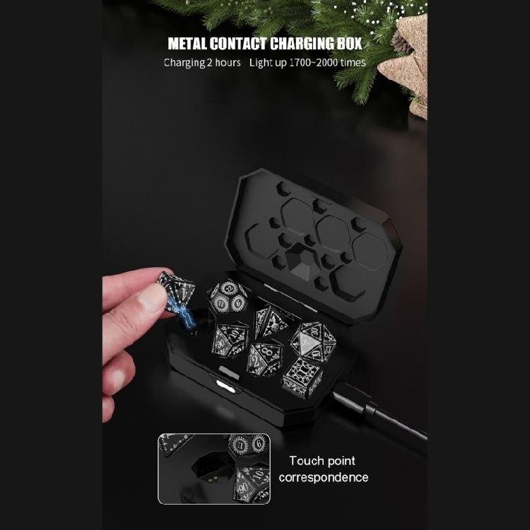 7 Pcs Rechargable Glowing Polyhedral Dices LED Light Electronic Dices Easy Use