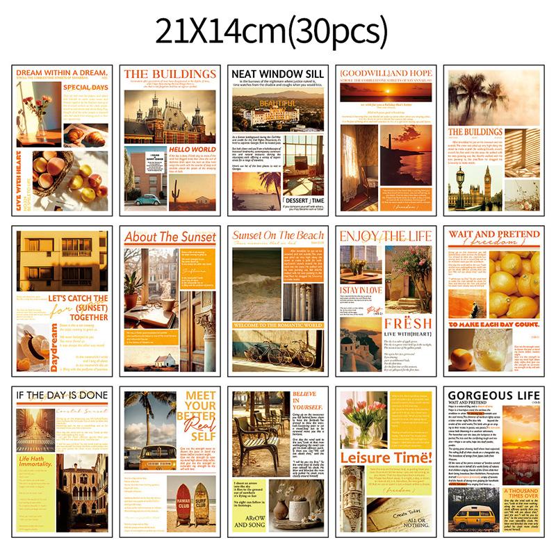 15pcs/set INS Postcards Vintage Decorative Card Photo Props Diy Wall Background Home Decoration Bedroom Wall Sticker Posters