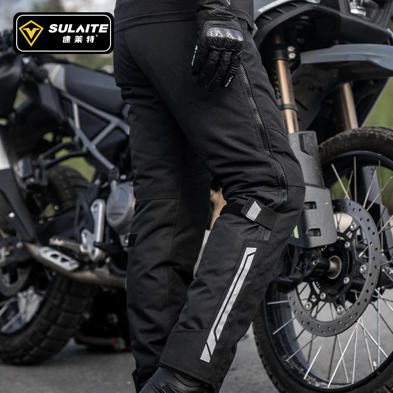 SULAITE Men's Motorcycle Pants Quick Release Winter Warm Quick Take Off Trousers Built in CE Protectors Water Repellent Pants