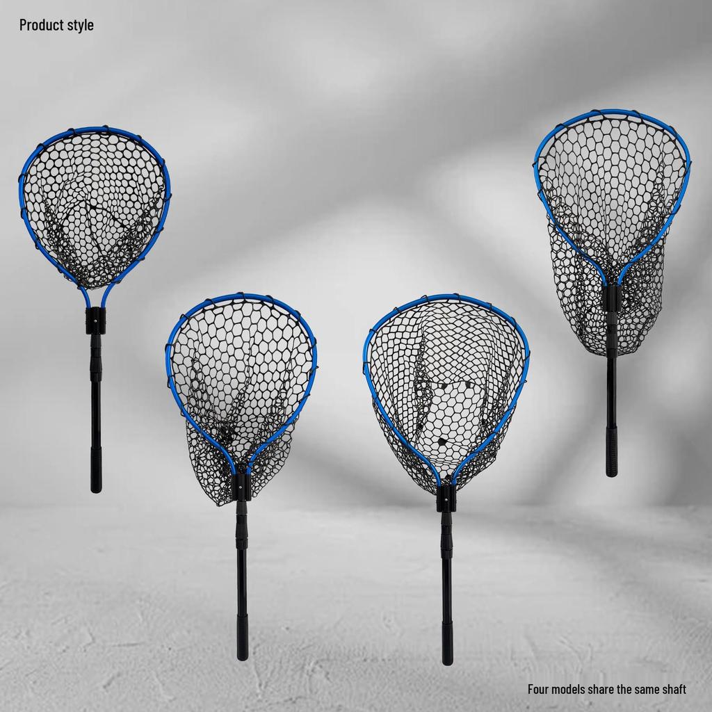Adjustable Aluminum Silicone Folding Fishing Net - Portable, Large, Multi-Style, Three-Section Design
