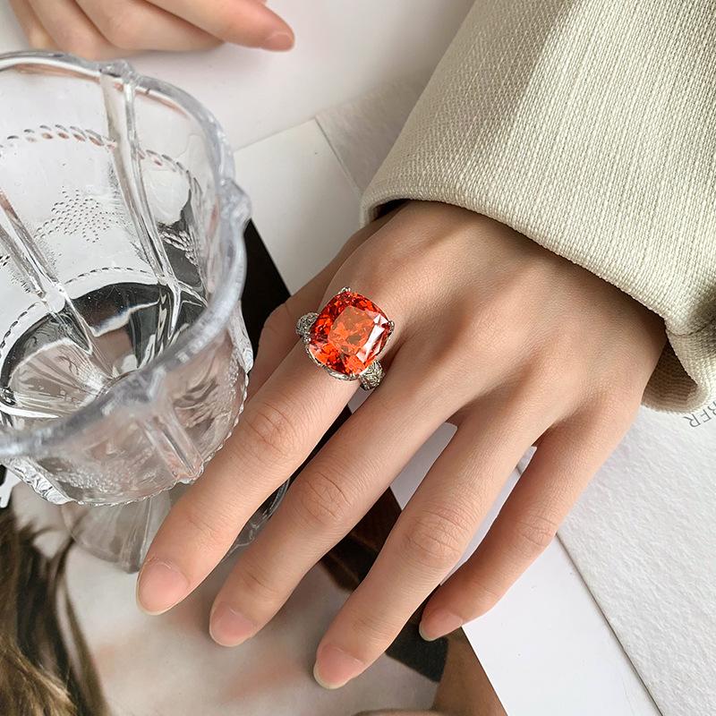 Jewelry Copper Bottom Gold-Plated Retro Simulation Bird'S Nest Cut Color Treasure Fat Square 14 * 16 Retro Ring Women