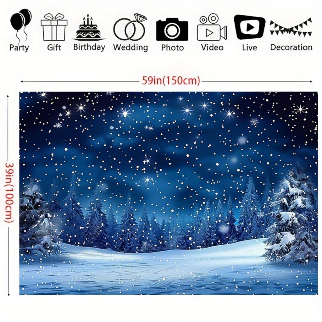 1Pcs Christmas Night Sky Pine Decoration Background Winter Backdrop Decorations For Photo Studio Photo Booth Christams Party