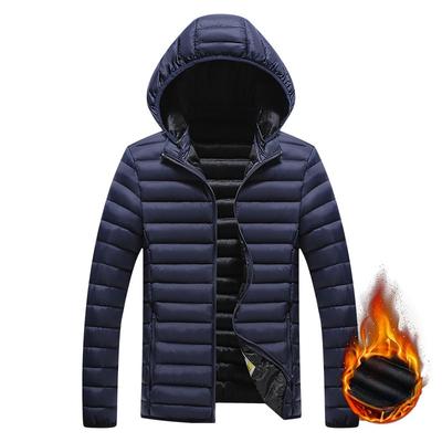 Vêtements à côtes Veste en coton pour homme Hiver Couleur unie Coupe slim Chapeau amovible Velours haut de gamme Épaissi Haut Veste pour homme