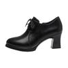 2025 New Lace-up Women's Shoes Medium Heel Single Shoes Non-slip Thick Heel Fashion Spring and Autumn Mother Shoes Women's British Small Leather Shoes