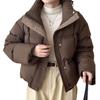 Woolen splicing white duck down stand-up collar windproof zipper short thickened warm down jacket women's winter