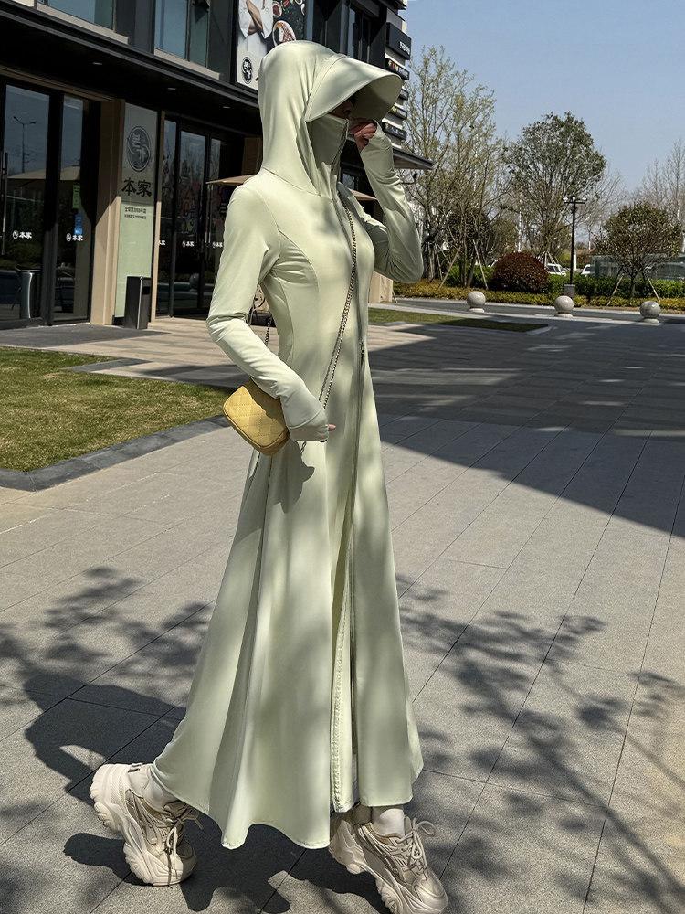1011 summer new long full body sunscreen clothing women's slim super long outdoor professional UV protection sunscreen clothing