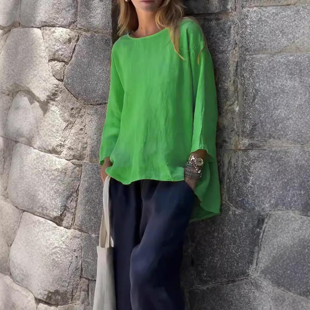Women's 2025 Nine-Sleeve Cotton Linen Loose Top