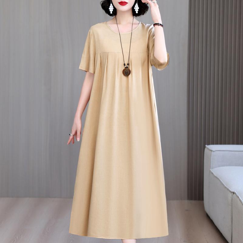 Women's Loose Dresses Elegant Plus Size Short Sleeve Casual Summer Oversize Long Dress Female Vintage Clothes