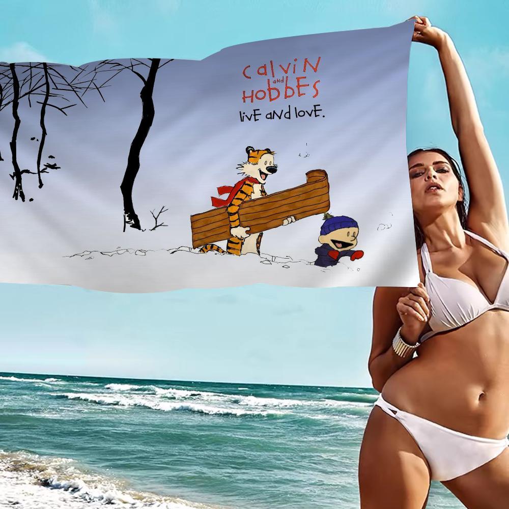 Book C-Calvin and H-Hobbes Big Microfiber Beach Towels Quick Dry Towel Sand Beach Towels Pool Towel for Travel Swim Pool Yoga