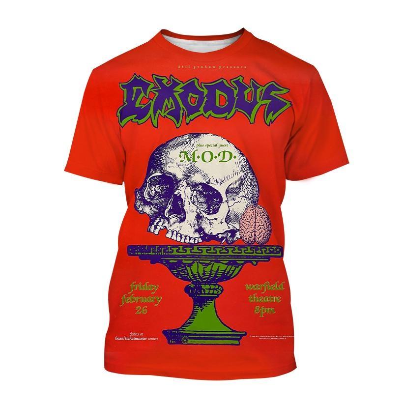 Heißer Verkauf Exodus Personalisiertes bedrucktes 3D-Druck-T-Shirt Personalisierte Band Hip-Hop Männer und Frauen Casual Cooles T-Shirt Harajuku Street Punk