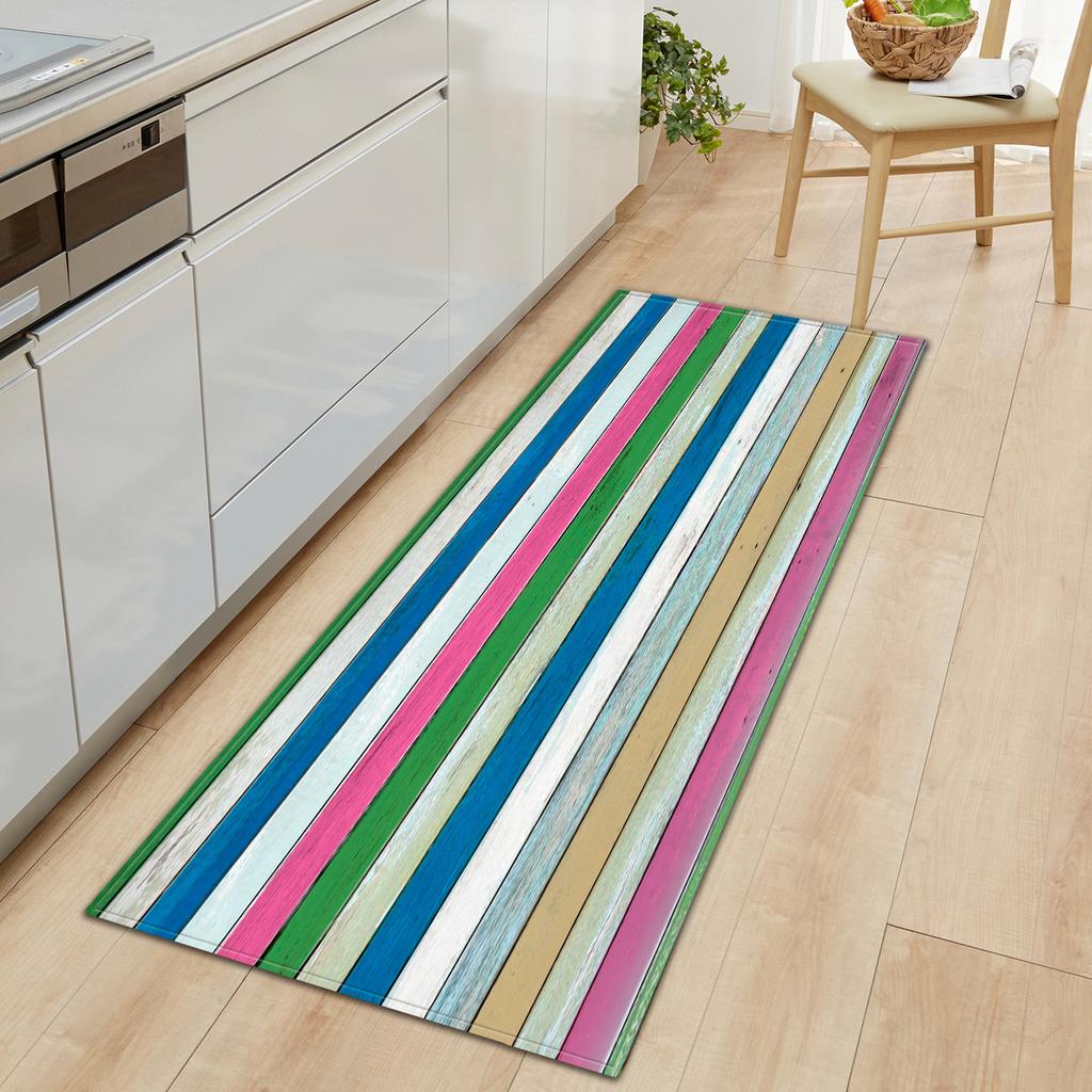 Wood Grain Household Door Mat Kitchen Absorbent Strip Bathroom Non-Slip Floor Mat Living Room Bedroom Carpet
