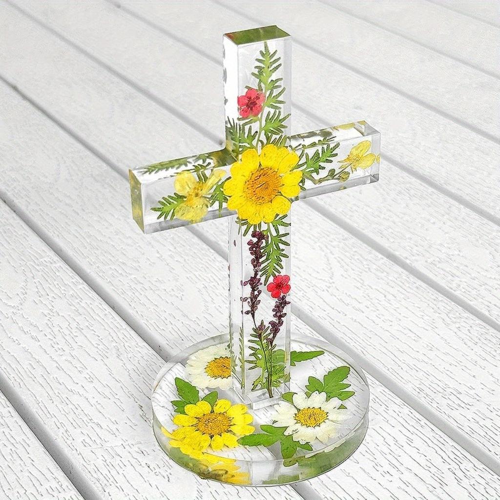 5'' Standing Cross Silicone Mould with Base, Epoxy Cross Mould, Epoxy Plaster Cement Mould, Halloween Ornaments