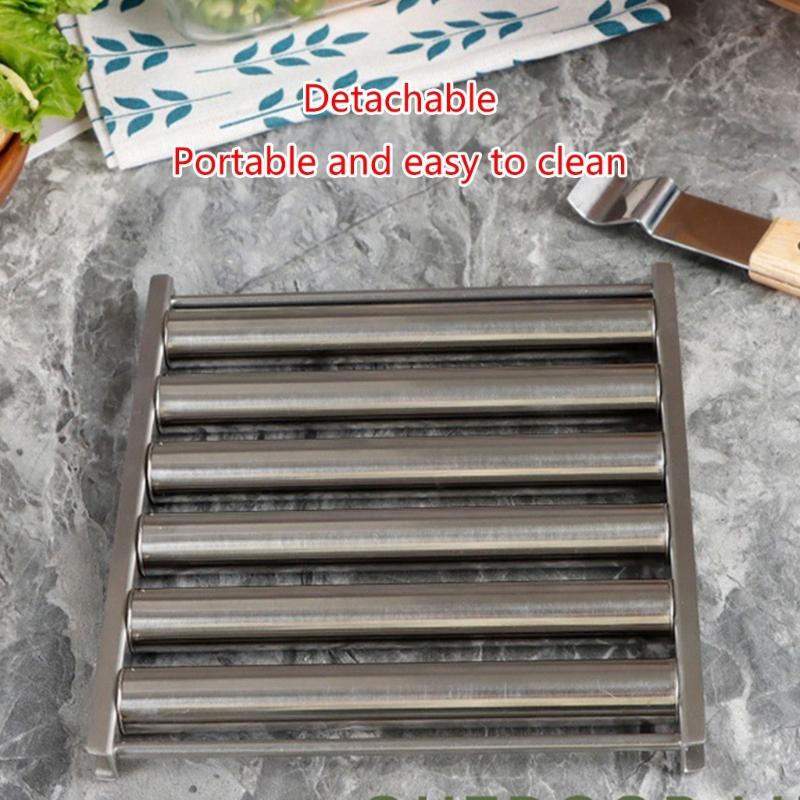 Stainless Steels Hot Dog Roller Sausage Roller BBQ Sausage Roller Rack Anti Scald Barbecue Sausage Roller 6 Roller