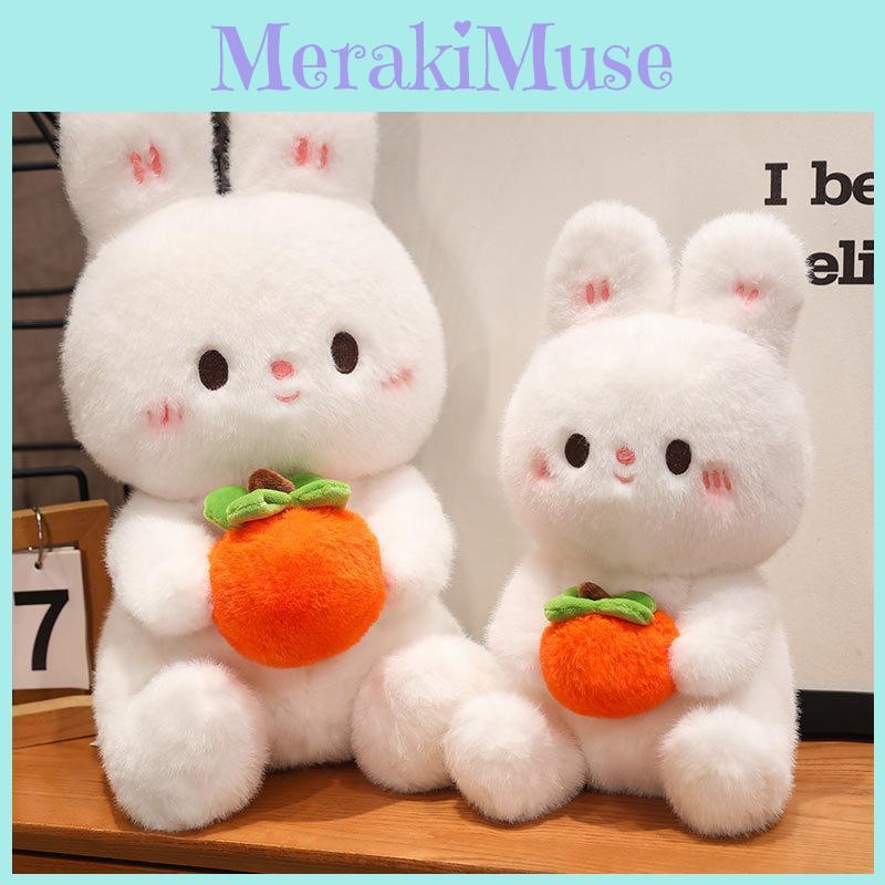 Plush Cute Rabbit Doll With Embracing Persimmon Decorations For Kids Gift