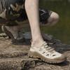 Mode Handgefertigt Dicksohlige Zehenbox Atmungsaktive Sandalen Leichtgewichtige Herren Strand Freizeitsandalen Ausgeschnittenes Leder Outdoor Campingschuhe