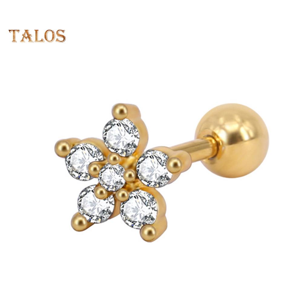 TJ Women Cubic Zirconia Flower Ear Stud Earring Piercing Cartilage Jewelry Gift