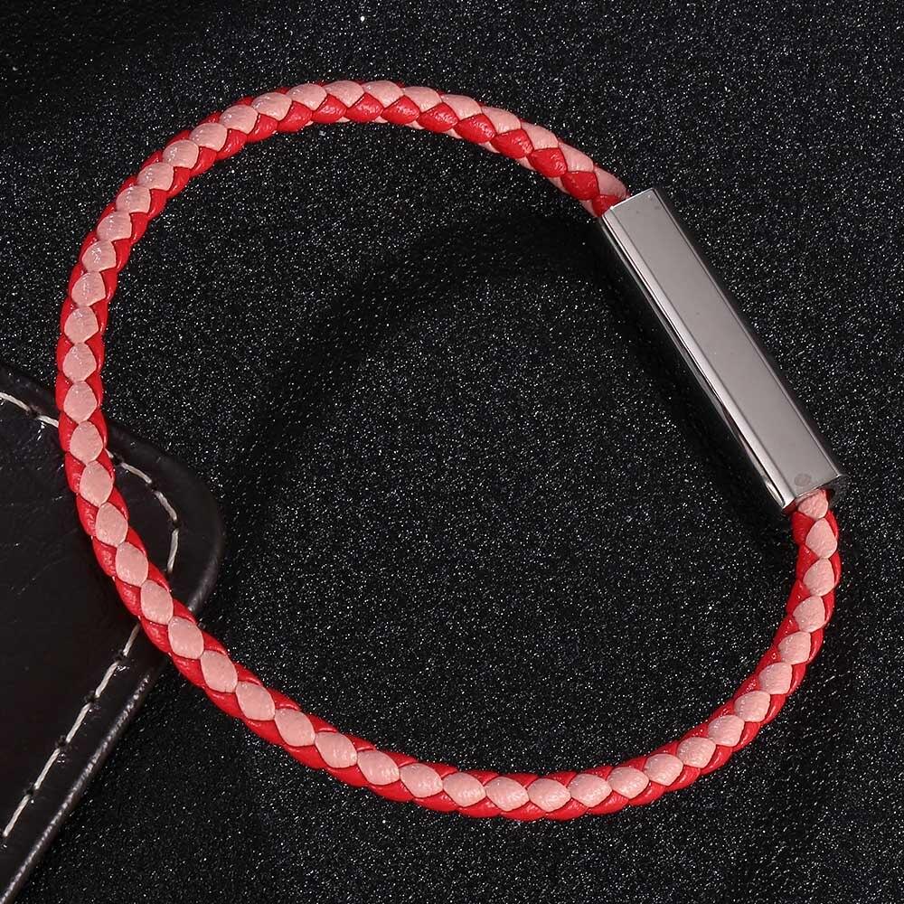 Fashion Leather Bracelet Women Stainless Steel Clasp Handmade Women Bracelets Bangles Braided Leather Bracelet