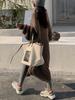 Korean Ribbed Lantern Sleeve Knit Cardigan Sweater