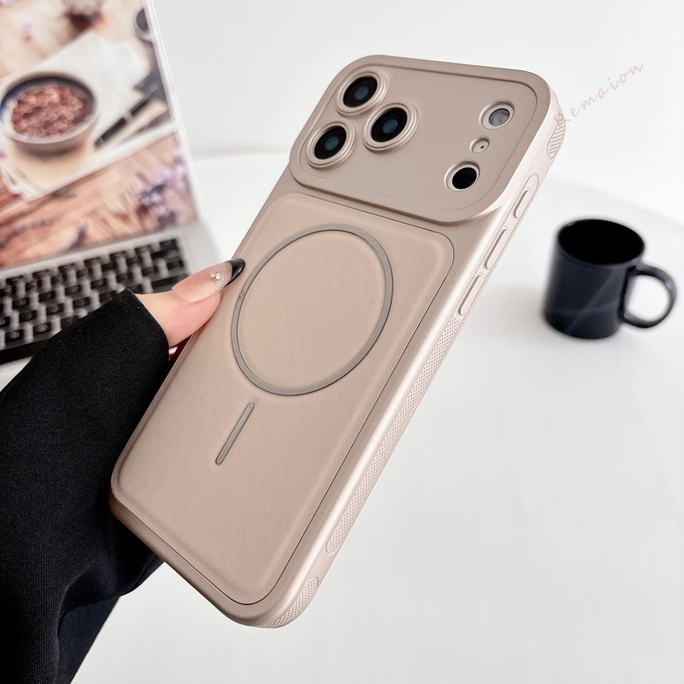 

Official Leather Magnetic Phone Case For iPhone 17 13 14 15 16 Pro Max Magsafe Silicone Wireless Charge Soft Protector Cover For iPhone 17