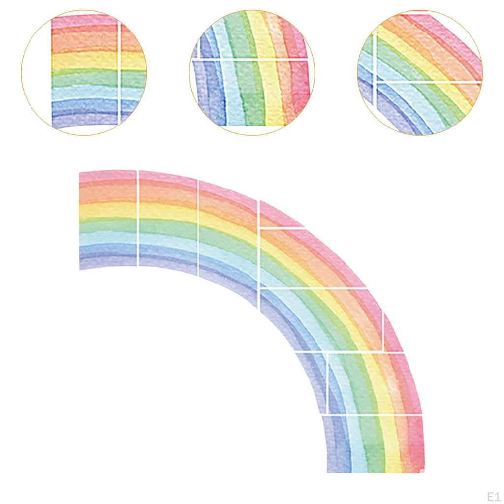 Rainbow Wall Decal Sticker Modern Decorative DIY Watercolor for Playroom Girls Room Living
