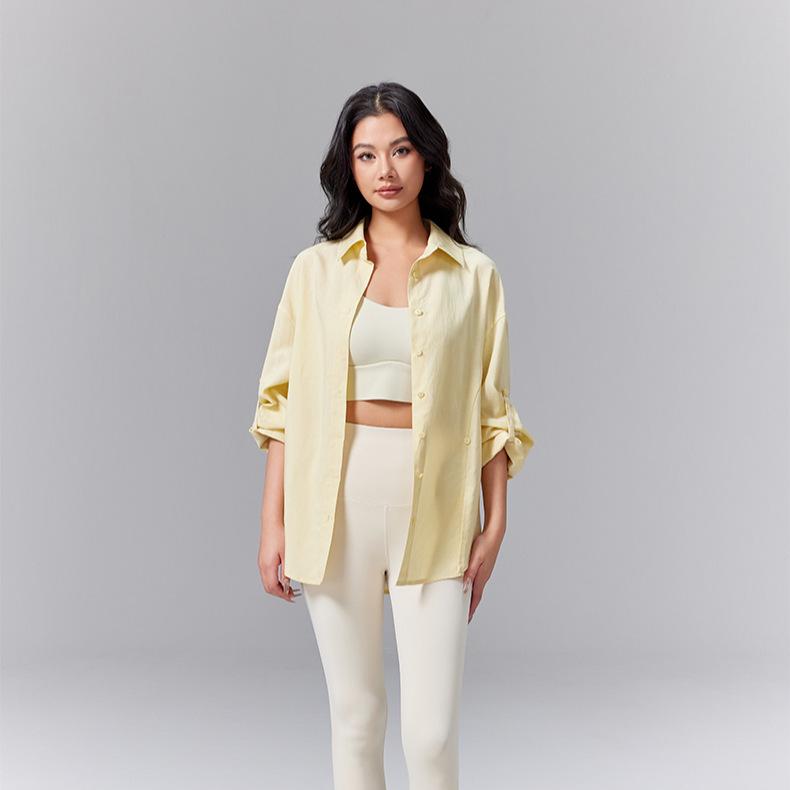 

Женская рубашка Женские длинные рубашки на пуговицах S жёлтый