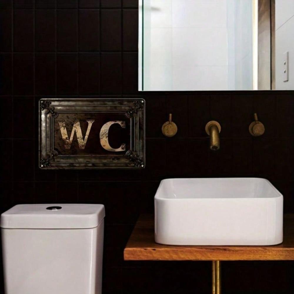 Vintage Fém WC Tábla Rusztikus Faldekoráció Vízálló Fürdőszoba Tábla 30x20cm