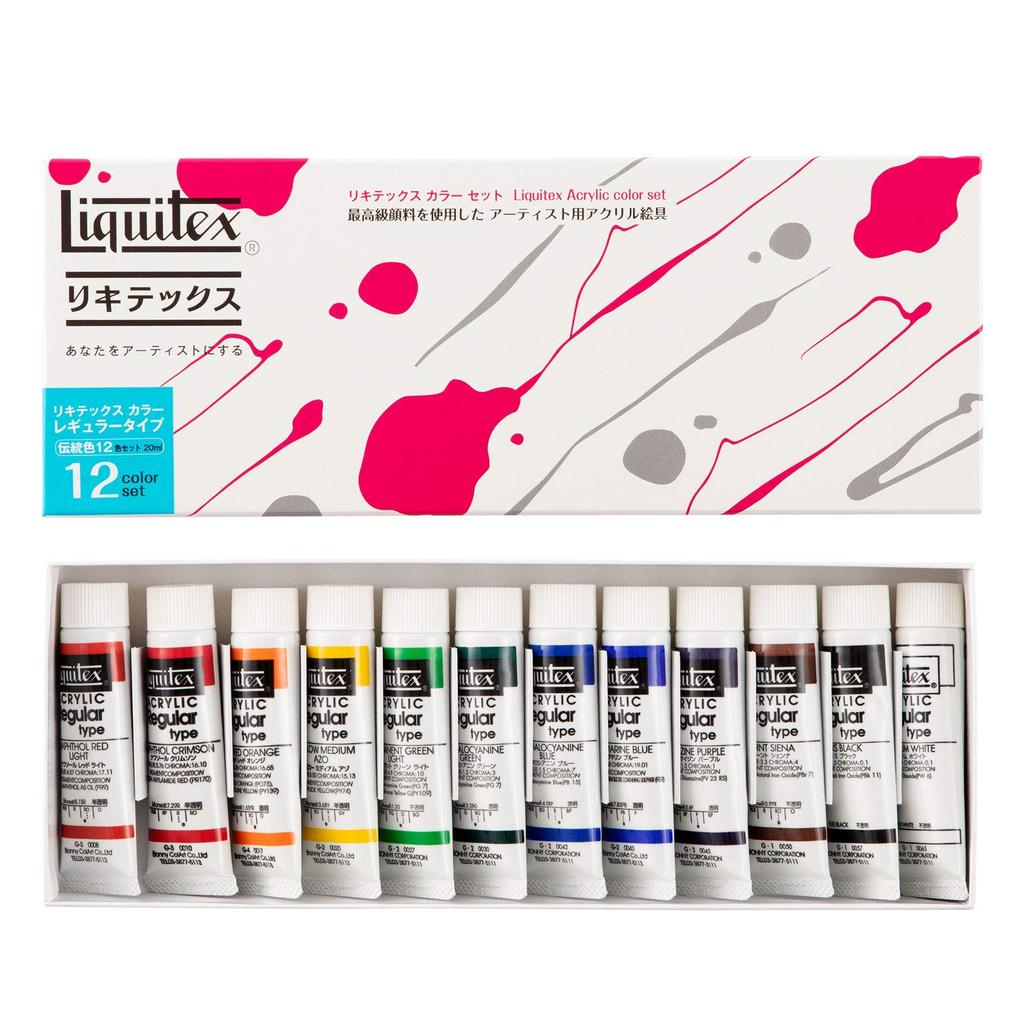 Liquitex Acrylic Paint, Regular Type, 12-Color Set, Traditional Colors, 20ml (No. 6)