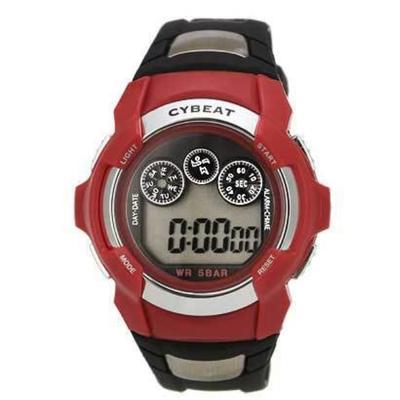 J-AXIS Men's SCY08-RE (CYBEAT Digital Red Sun Flame) Round Watch Black Digital
