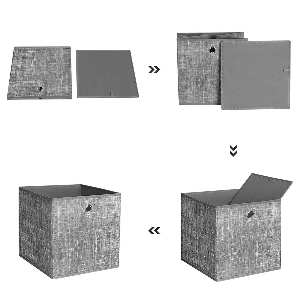 SONGMICS Foldable Storage Boxes, Set of 6 Non-Woven Fabric Storage Cubes, 30 X 30 X 30 Cm, Toy Clothes Organiser Bins, Grey