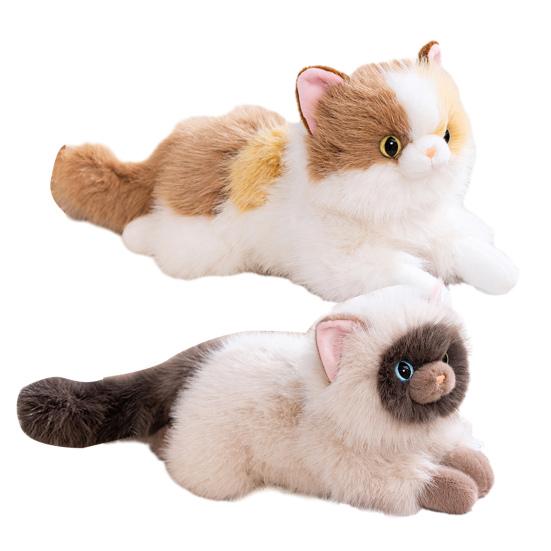 Yousheng Realistic Siamese Cat Plush Toy with Sound Lifelike Kitten Stuffed Animal Doll Meowing Interactive Cat Decor