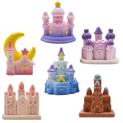 Pinenjoy Resin Dream Castle Mini Fairytale Christmas Castle Forest Spirit Pink Medieval Miniature Fairy DIY Fairy Garden Table Cake Home Office