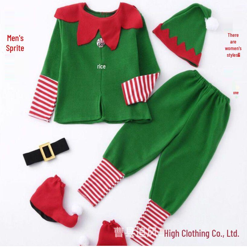 Świąteczny zielony kostium rodziny elfów na Boże Narodzenie i Halloween