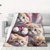 Adorable Pink Kittens Fleece Blanket Soft Comfortable Warm Companion for All Seasons Home Travel Gift