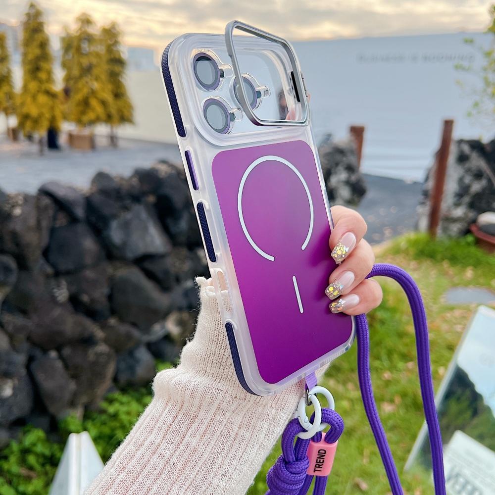 Ενισχυμένο Λουράκι Κορδόνι Anti-loss Crossbody Θήκη Για iPhone 17 16 Pro Max 11 12 13 14 15 Plus Αναδιπλούμενο Κάλυμμα με Μαγνητικό Κάλυμμα και Βάση