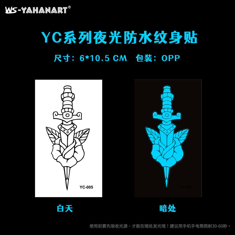 Luminous Blue Tattoo Sticker Nightclub Bar Music Festival Party Floral Female Tattoo Sticker Glowing Face Sticker