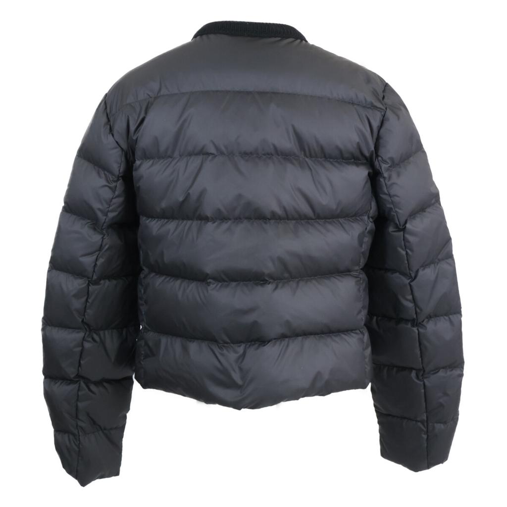 MONCLER 2015 MAUVEZIN Leather Logo Patch Knit Collar Short Down Jacket Jacket 3 blackUsed